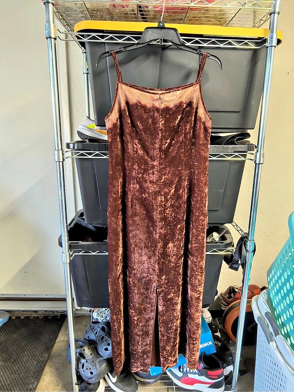 Longairi Beauty of All-Line Collection Velvet Maxi Dress in Brown Size Medium